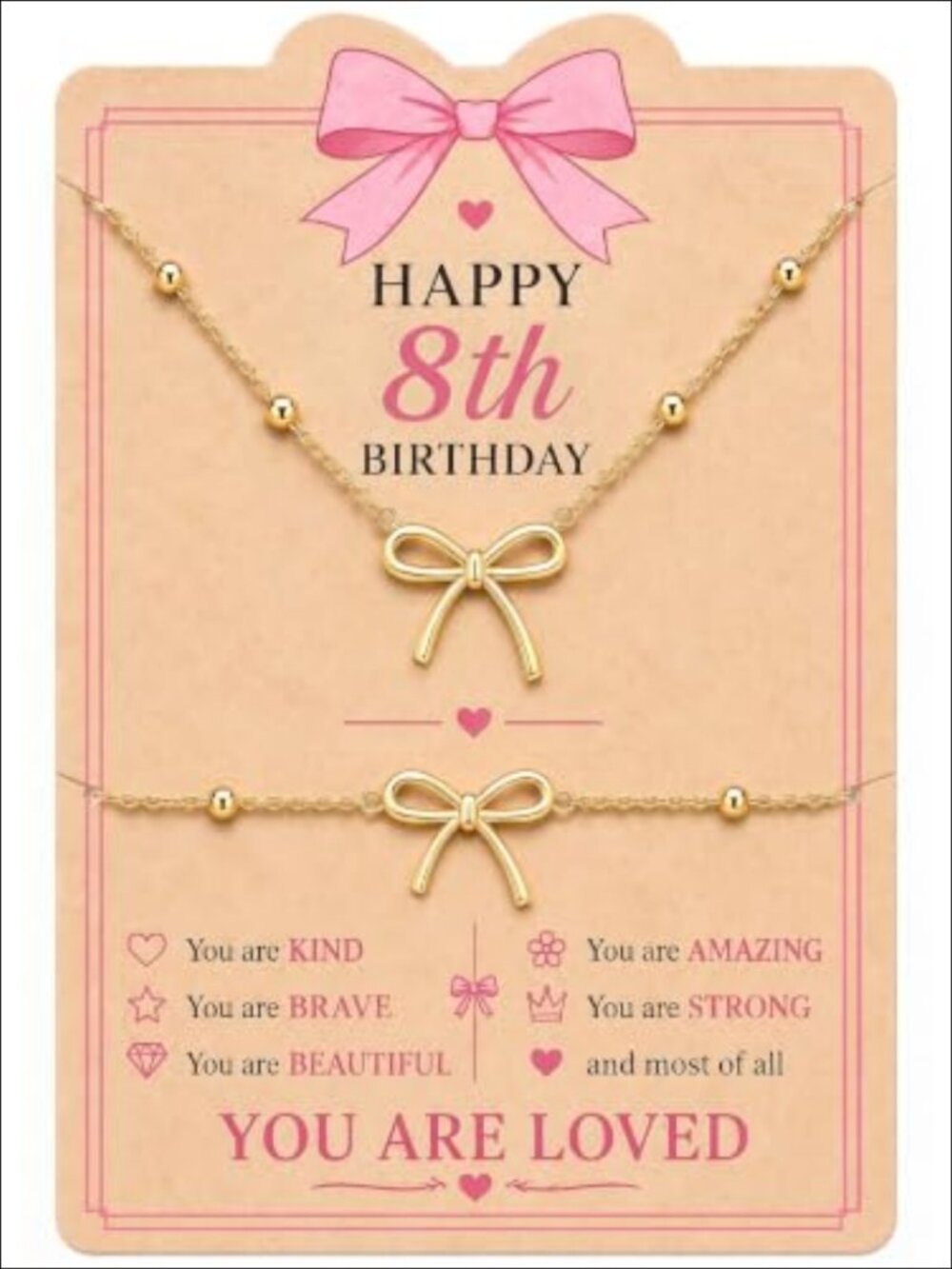 Gold Plated Steel Bow Necklace Bracelet Set Adjustable Gift for Women